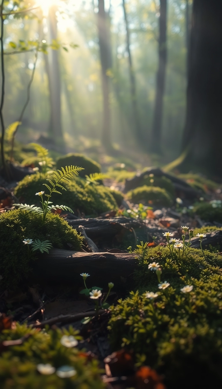 iPhone Luxe AI Spring Forest Floor Gorgeous Wallpaper Royalty-Free Stock Photo